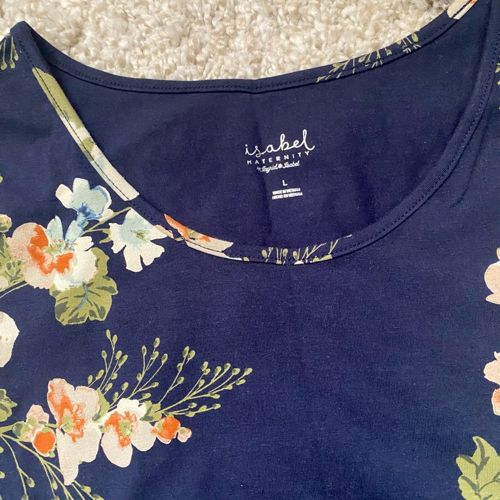 Isabel Maternity Midi Navy Floral Dress - Picture 2 of 6